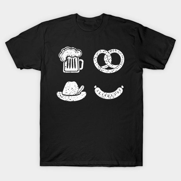 Symbols of Oktoberfest: Bavarian Beer Pretzel Hat Sausage T-Shirt by ArtedPool